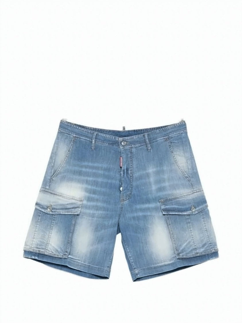Dsquared2 Blue Straight-Fit Denim Cargo Shorts