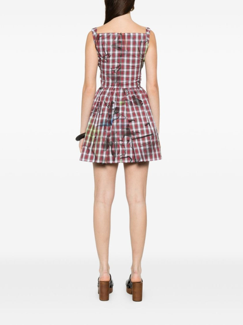 Vivienne Westwood Draped Red Plaid Mini Dress