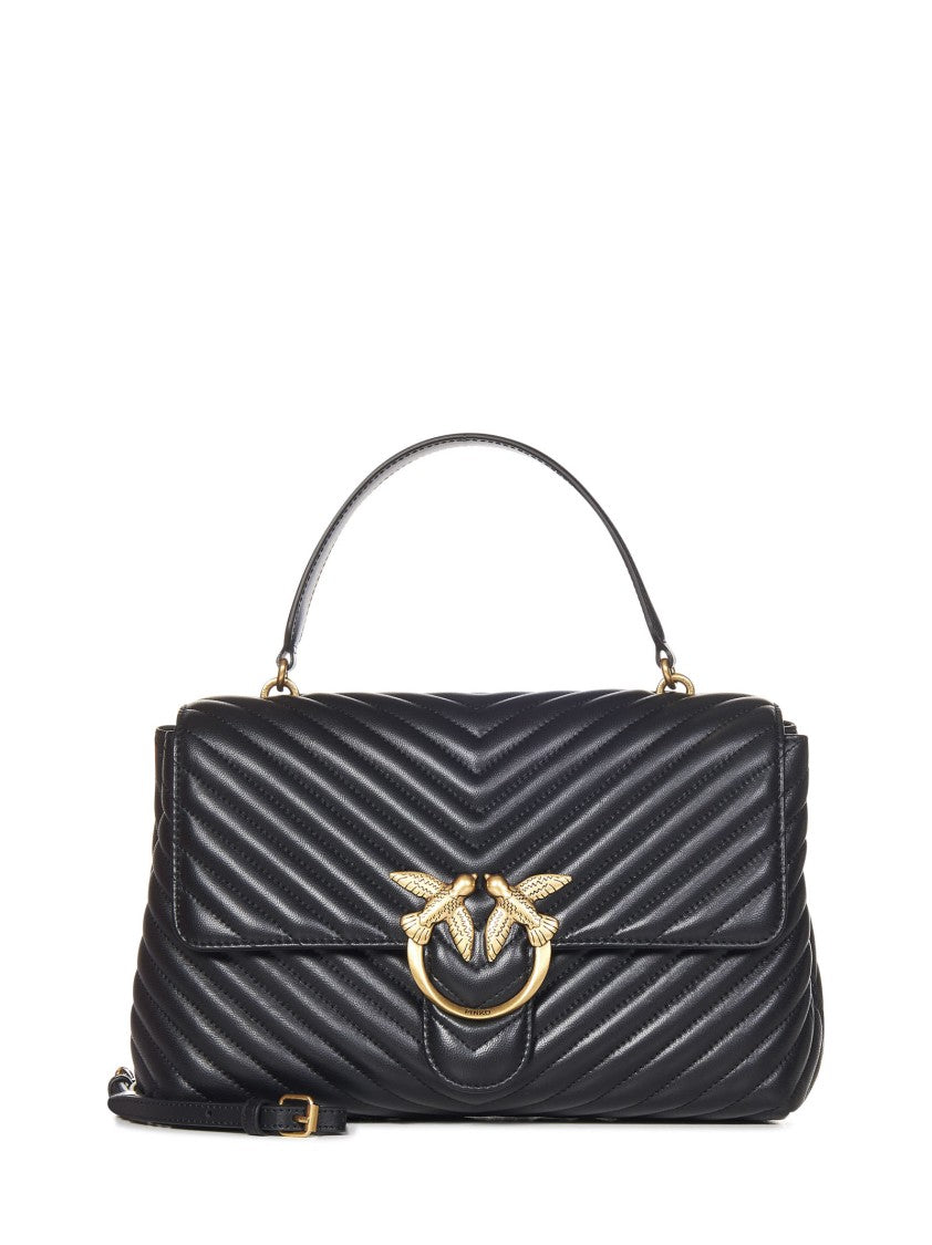 Pinko Big Black Chevron-Quilted Nappa Top Handle Bag