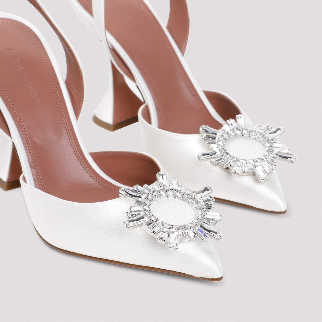 Amina Muaddi White Begum Sling Satin