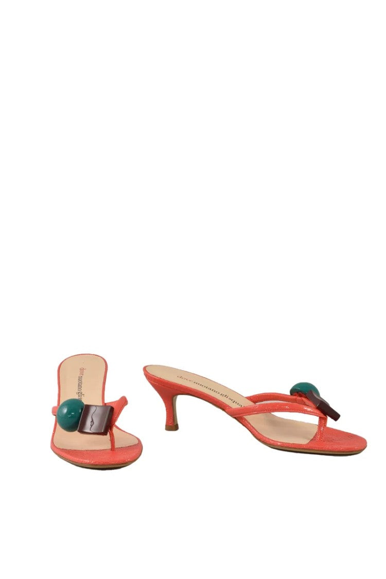 Dove Nuotano Gli Squali Leather Flip-Flops - Red