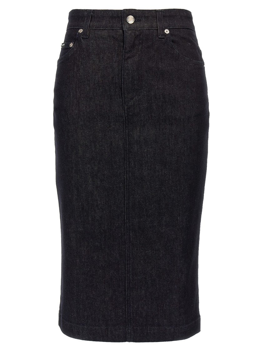 Dolce & Gabbana Longuette Pencil Skirt In Cotton Denim