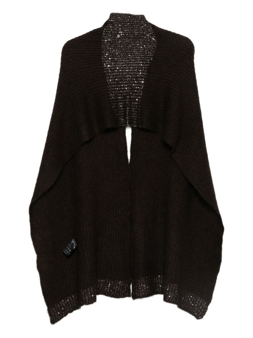 Dexterior Open-Front Alpaca-Wool Blend Cardigan With Metallic Accents