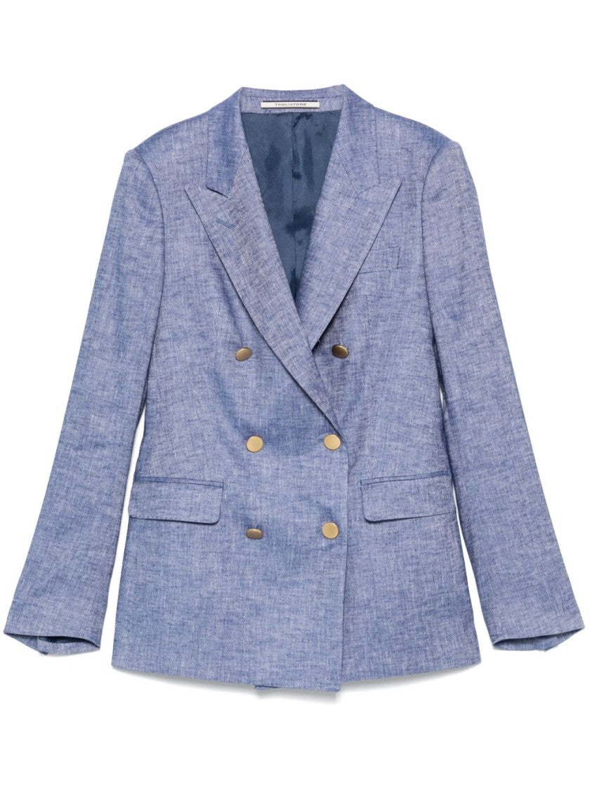 Tagliatore Double-Breasted Blue Jacket With Tailored Silhouette