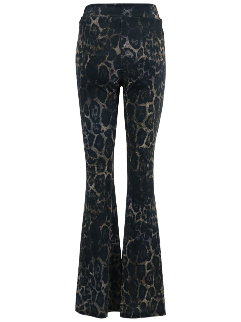 Just Cavalli Fitted Leopard Print Flared Pants With Stretchy Fabric