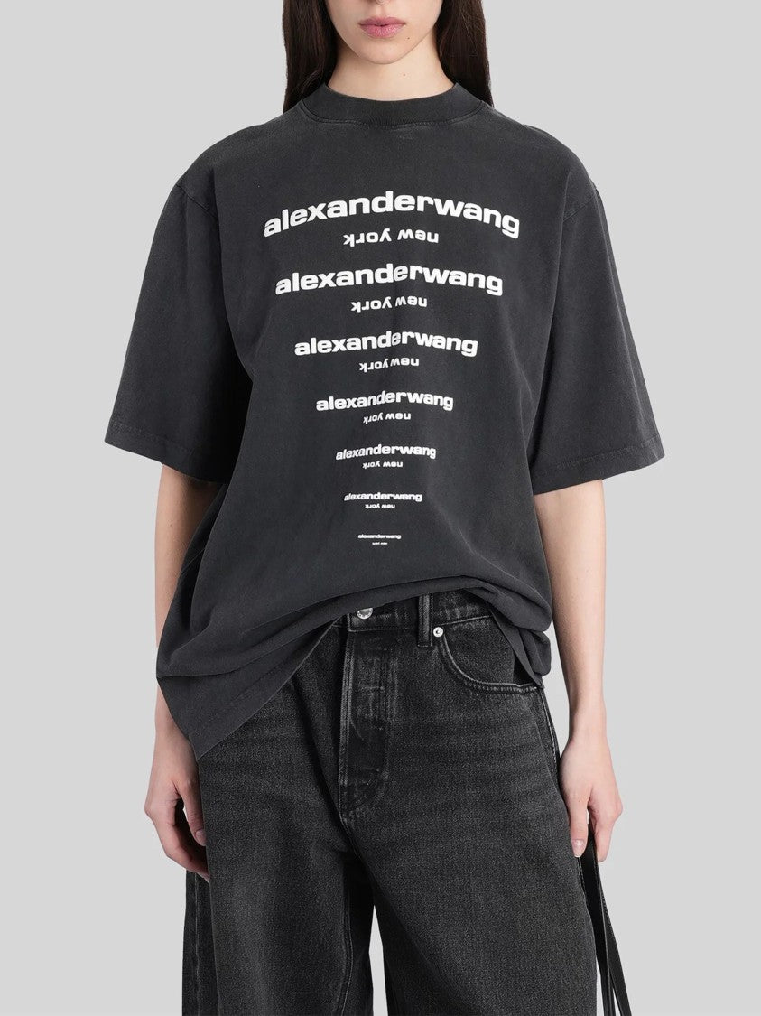 Alexander Wang Black Oversized Logo Cotton T-Shirt