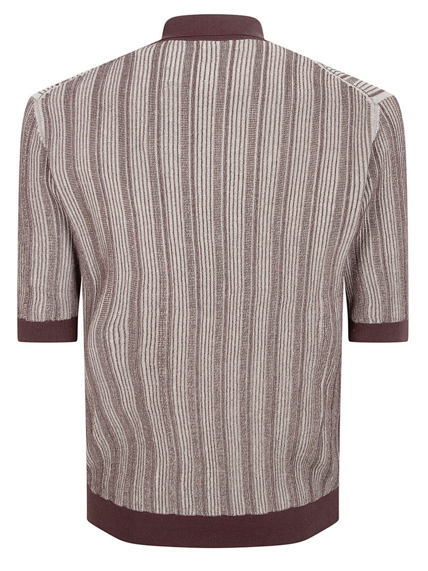 Ballantyne Textured Striped Polo Shirt With Classic Collar And Chest Pocket