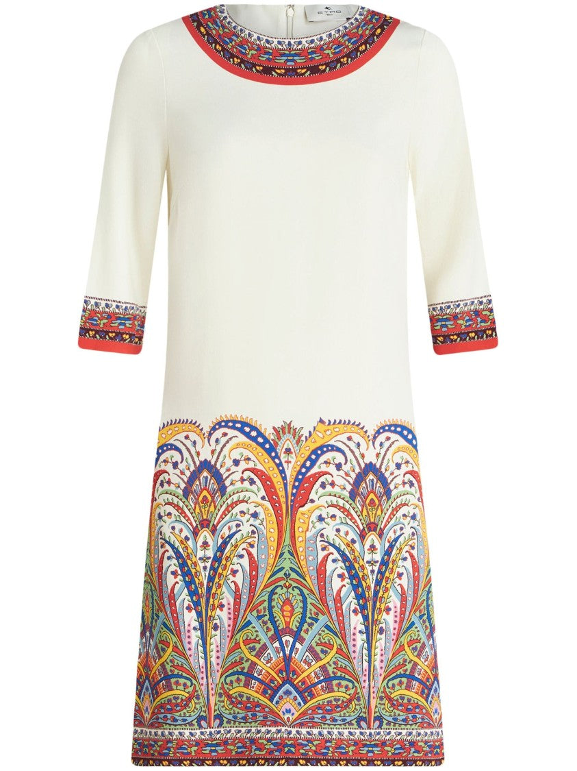 Etro Fitted Midi Dress With Intricate Paisley Hem