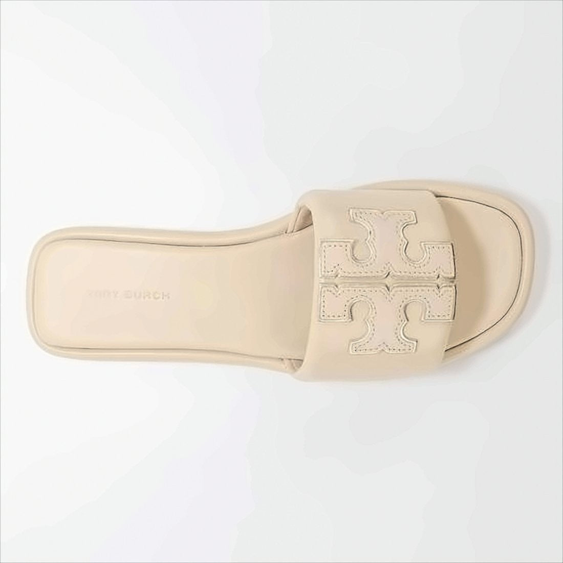 Tory Burch Minimalist Leather Slide Sandals With Stitched Logo
