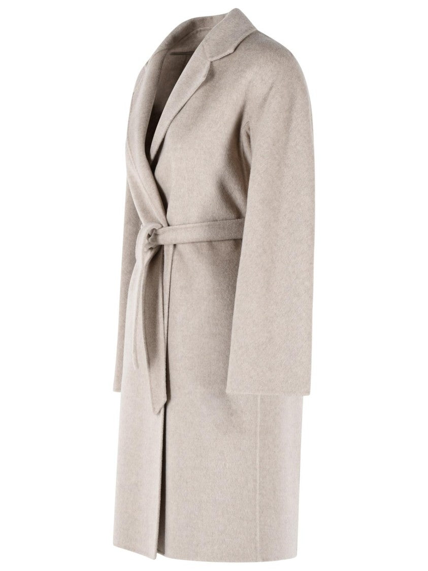 Max Mara 'Aceri' Sand Cachemire Wrap Coat