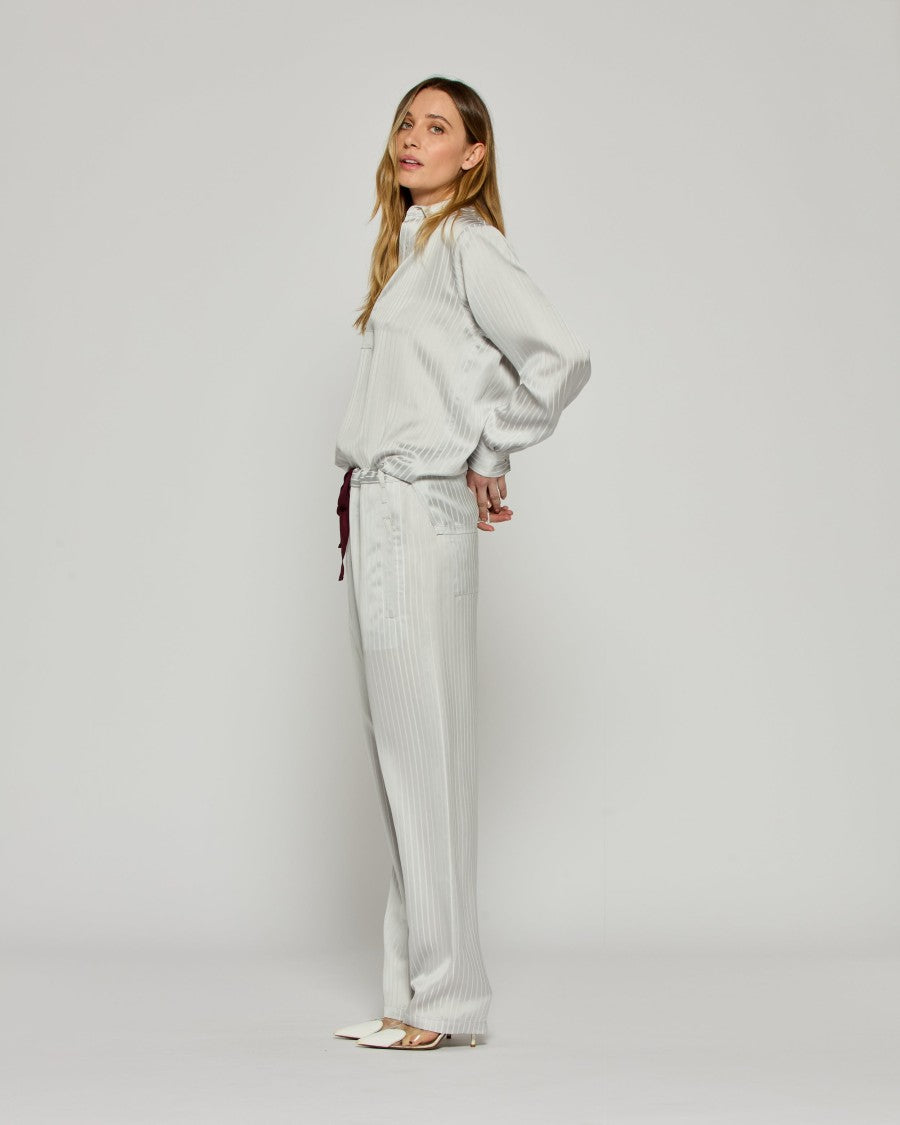 Serena Bute Satin Stripe Utility Jogger - Silver