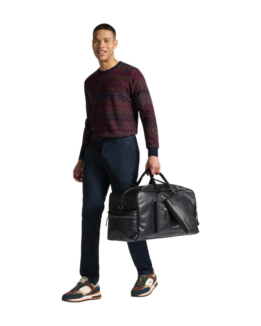 Harmont & Blaine Textured Knit Sweater With Embroidered Dachshund Detail