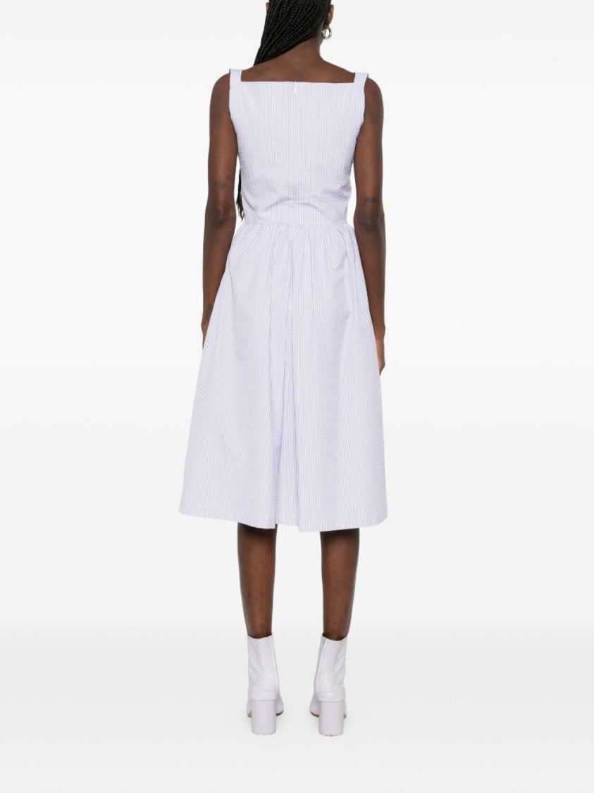 Vivienne Westwood Sleeveless White Midi Dress With Draped Cowl Neckline