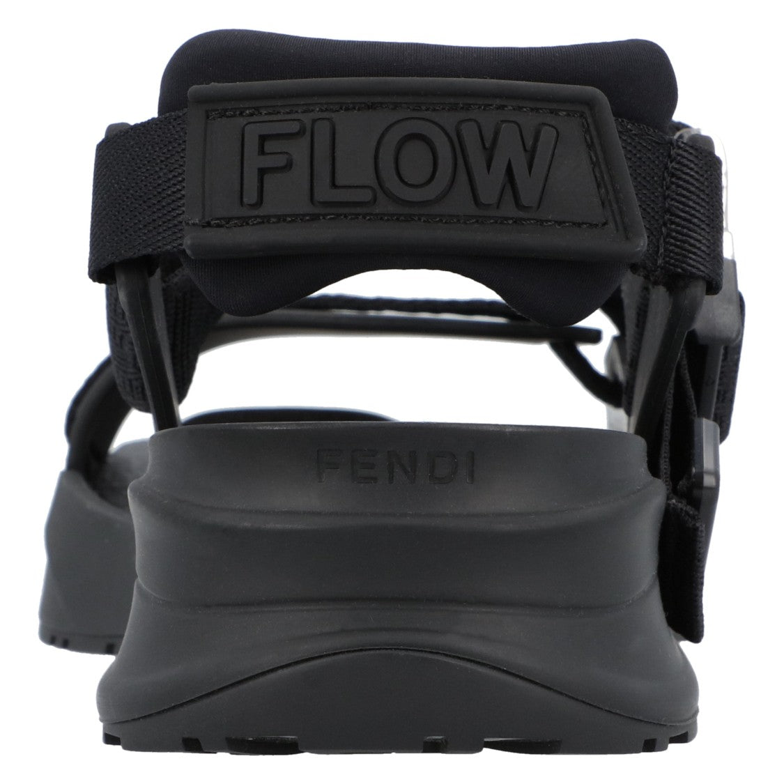 Fendi Black Rubber Sandals With Adjustable Straps