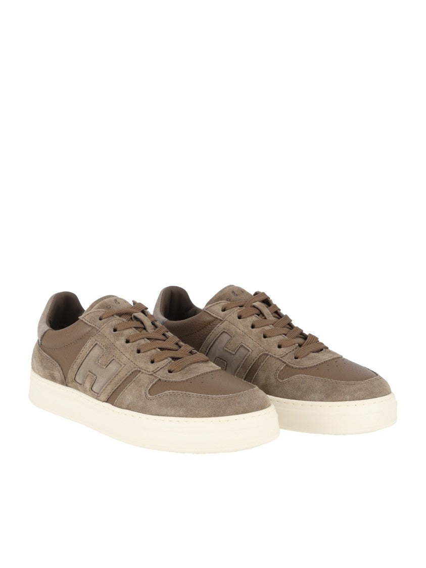 Hogan Taupe H668 Calfskin Low-Top Sneakers