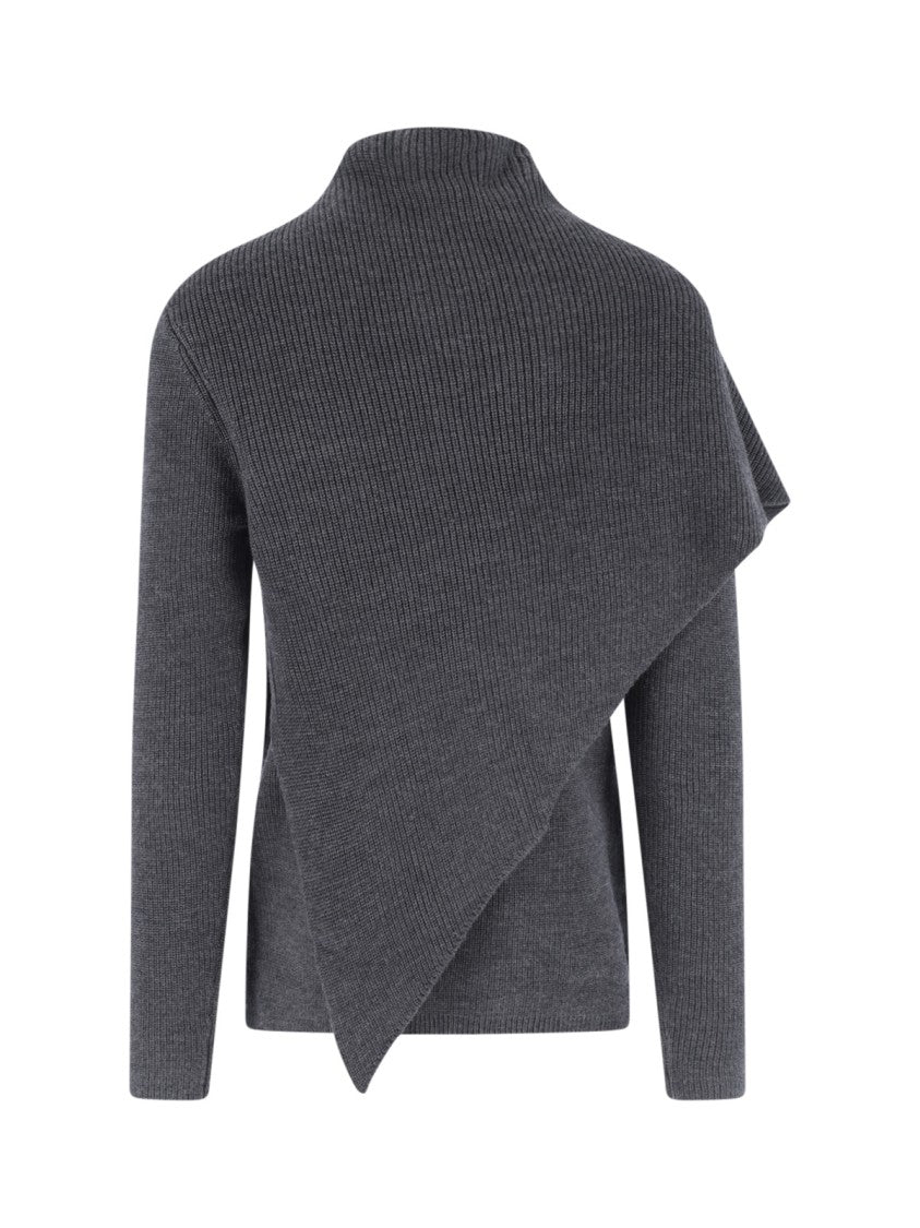 Entire Studios Black Asymmetrical Ribbed Knit Top