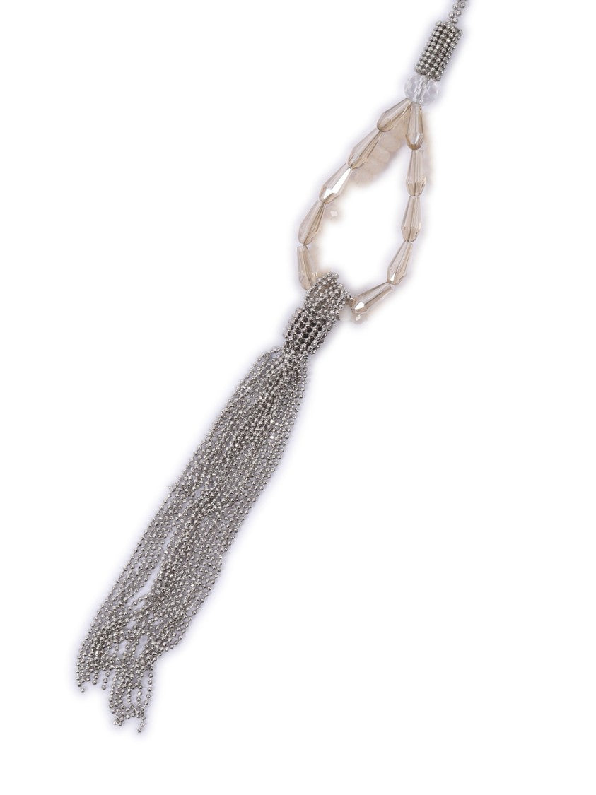 Peserico Teardrop Pendant Necklace With Cascading Silver Tassel