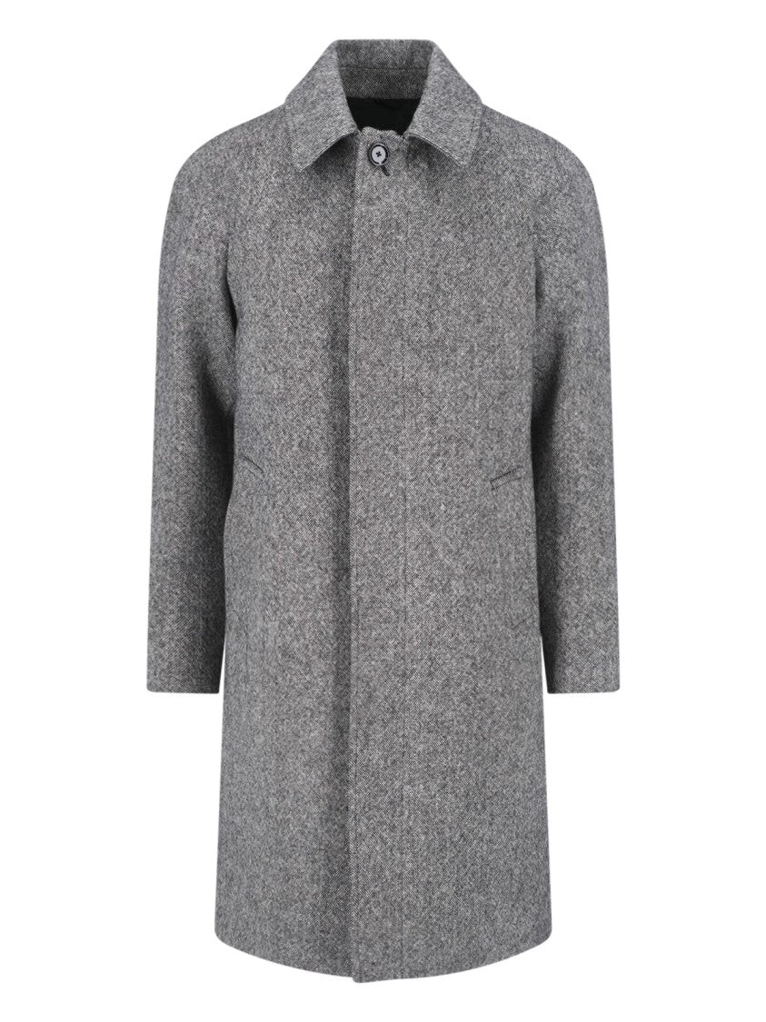 Lardini Mid-Length Wool Coat With Classic Collar