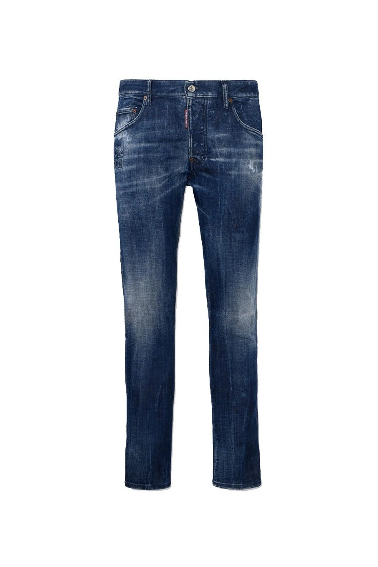 Dsquared2 Blue Slim Tapered Distressed Cotton Jeans