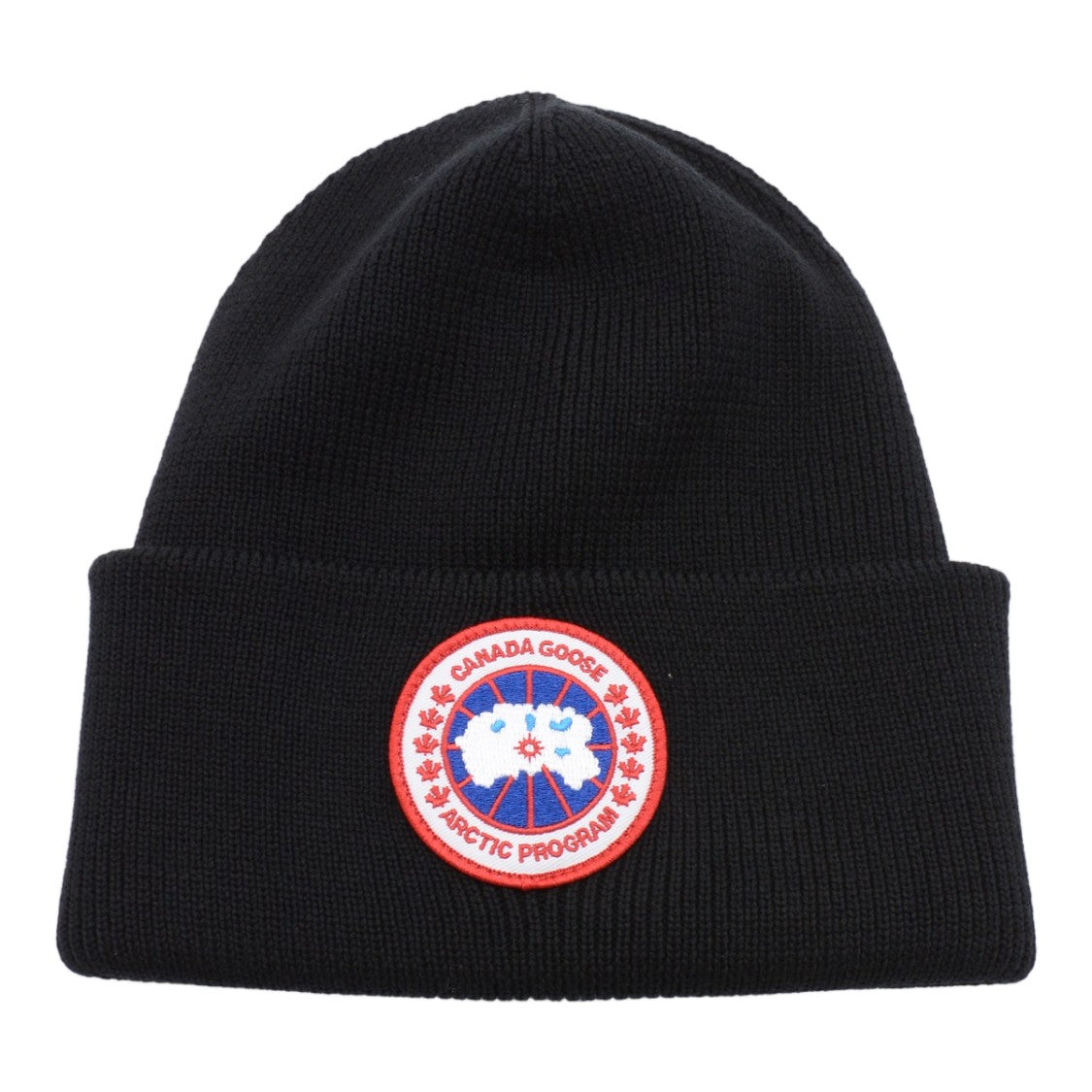 Canada Goose Folded Cuff Embroidered Emblem Knit Beanie