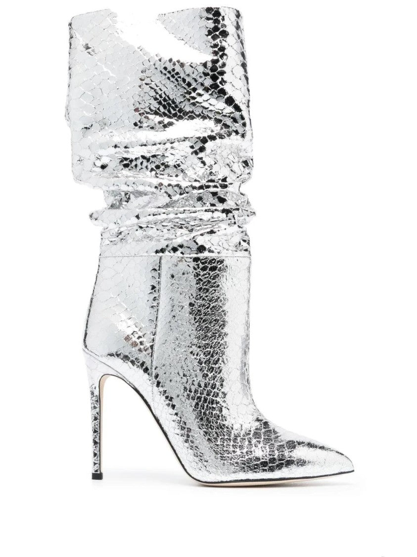 Paris Texas Slouchy Silver Stiletto Ankle Boot With Chic Design