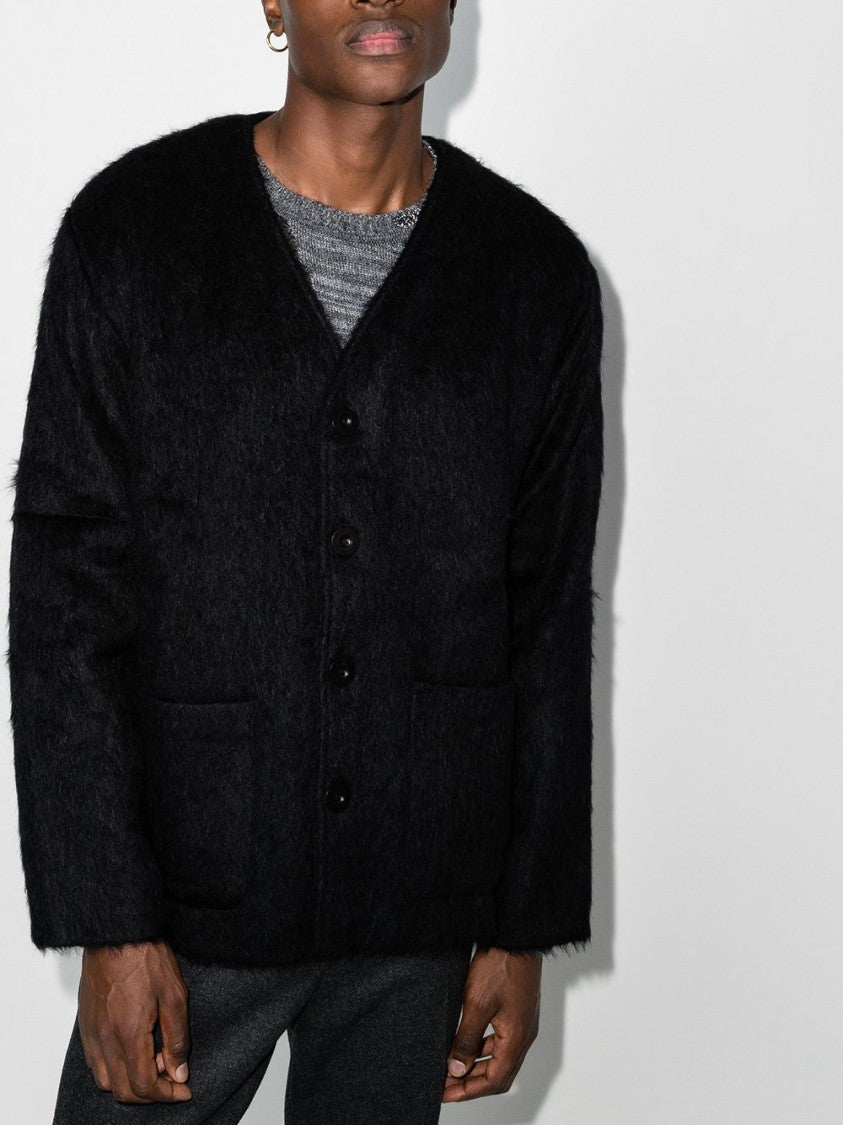 Our Legacy Black Plush Fuzzy V-Neck Cardigan