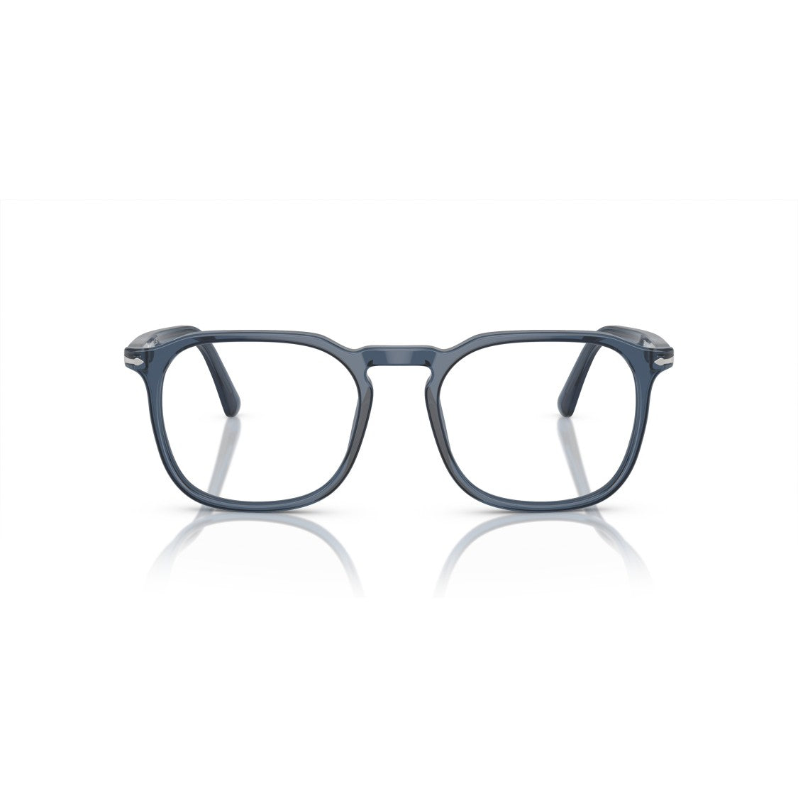 Persol 0Po3337v Translucent Acetate Square Frame Eyeglasses With Silver Accents