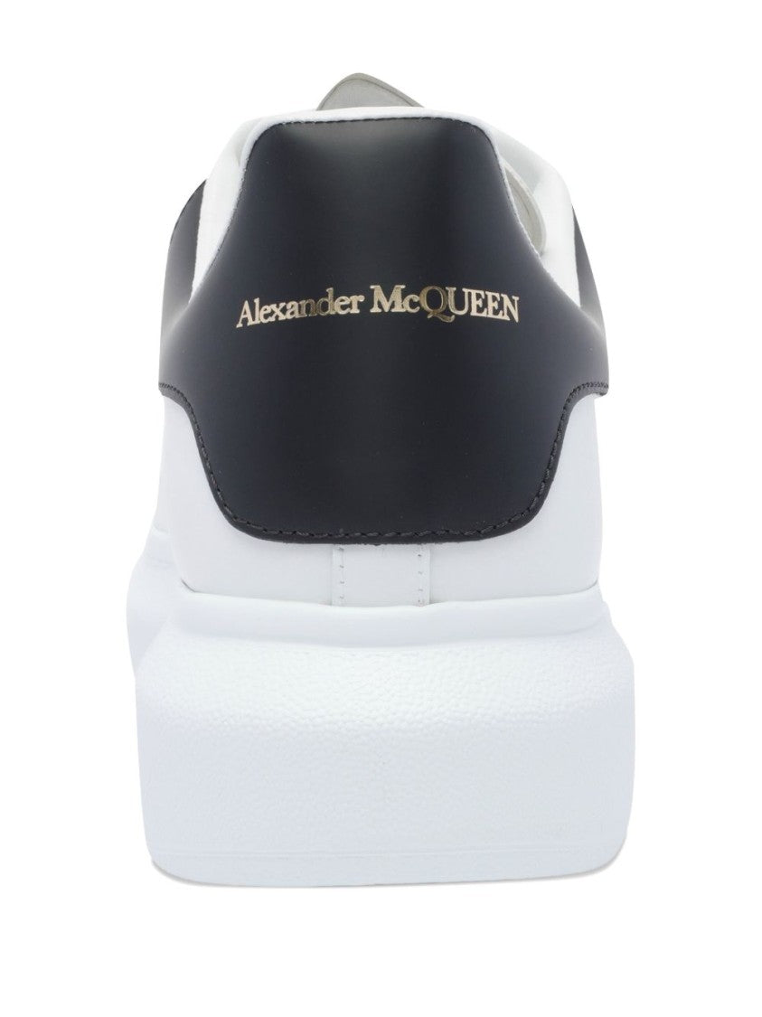 Alexander Mcqueen Minimalist White Leather Sneakers With Contrasting Heel Tab