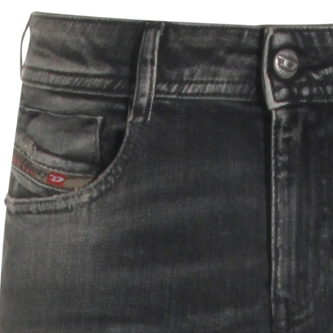 Diesel Black Washed Denim Jeans With Flared Silhouette