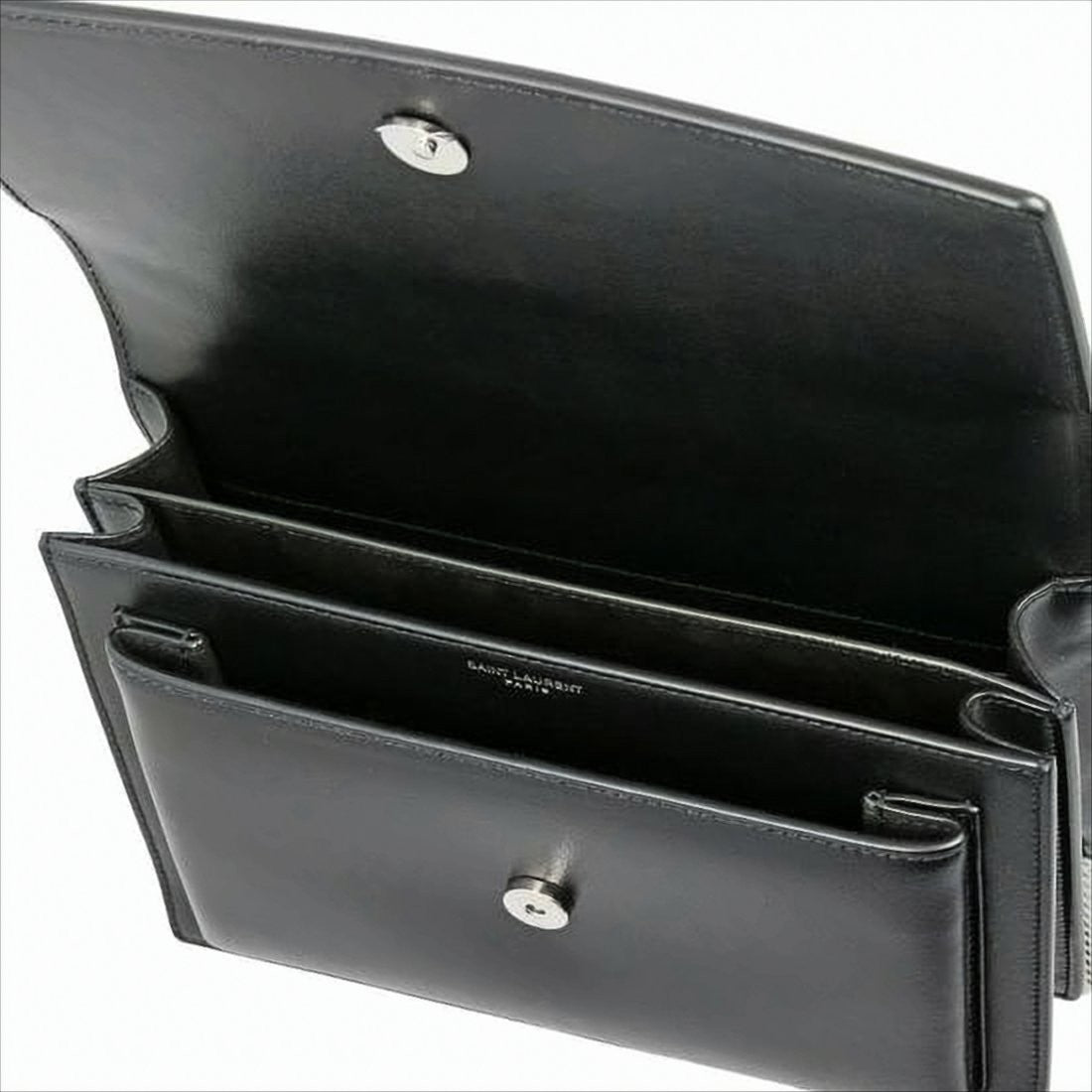 Saint Laurent Rectangular Calf Leather Shoulder Bag With Metallic Logo