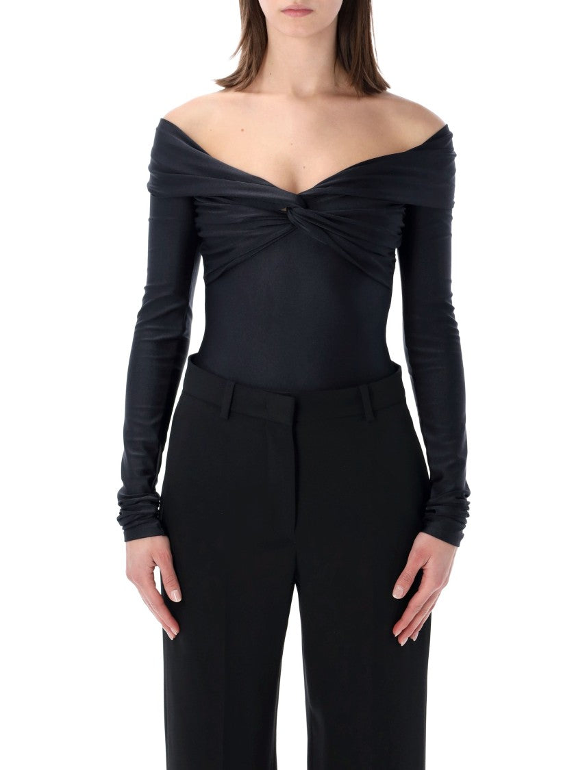 The Andamane Stretch Off-Shoulder Draped Bodysuit