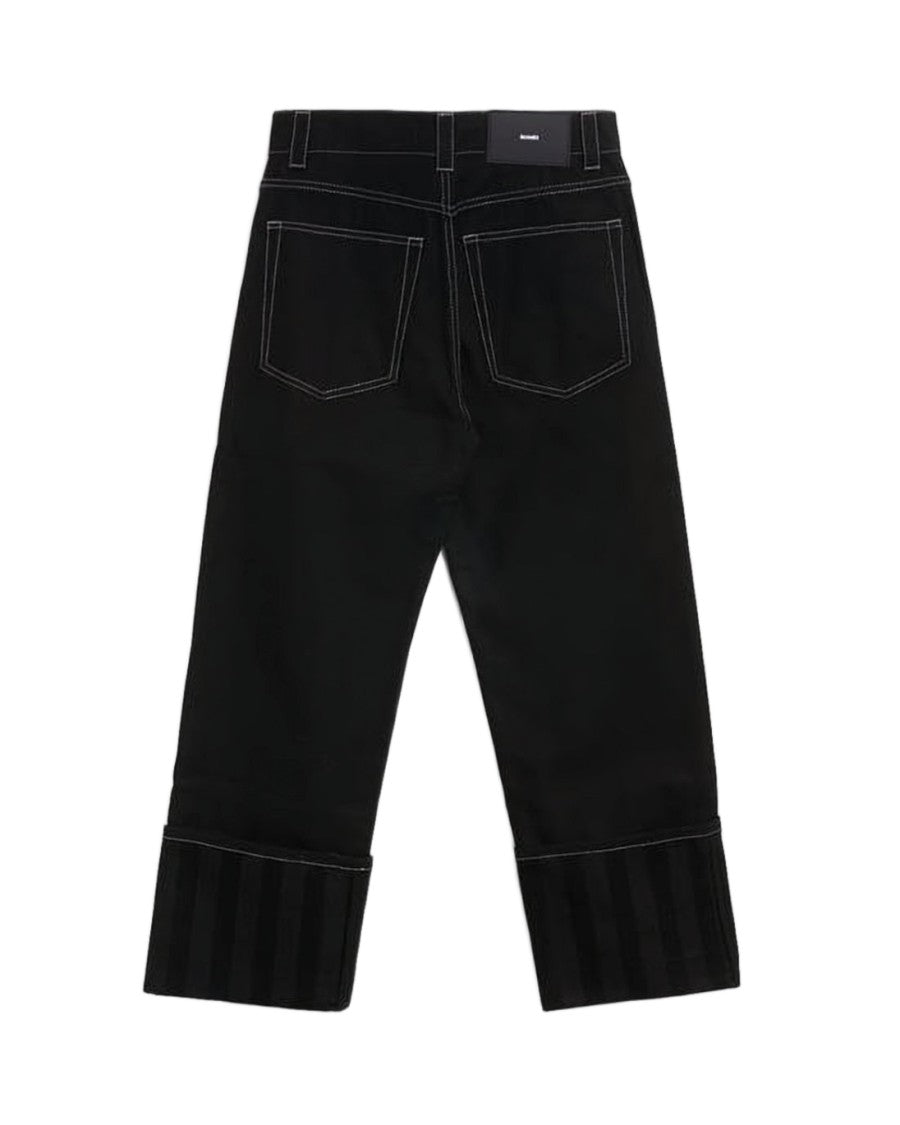 Sunnei Cropped Denim Pants With Wide Cuffs And Classic Five-Pocket Design