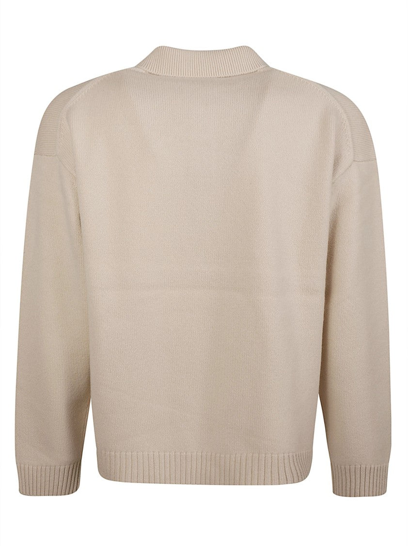 Maison Kitsuné Fox Head Intarsia Wool Polo Sweater
