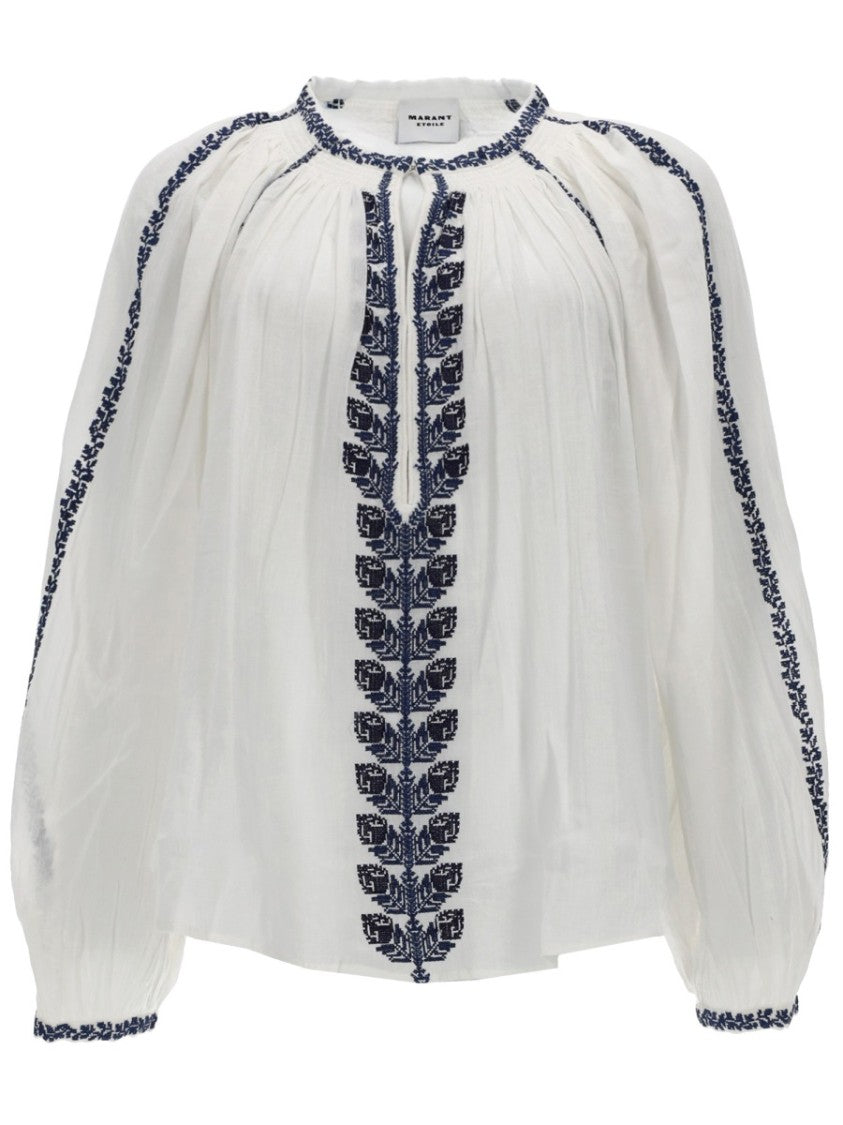 Isabel Marant Étoile Lena Embroidered Cotton Voluminous Blouse