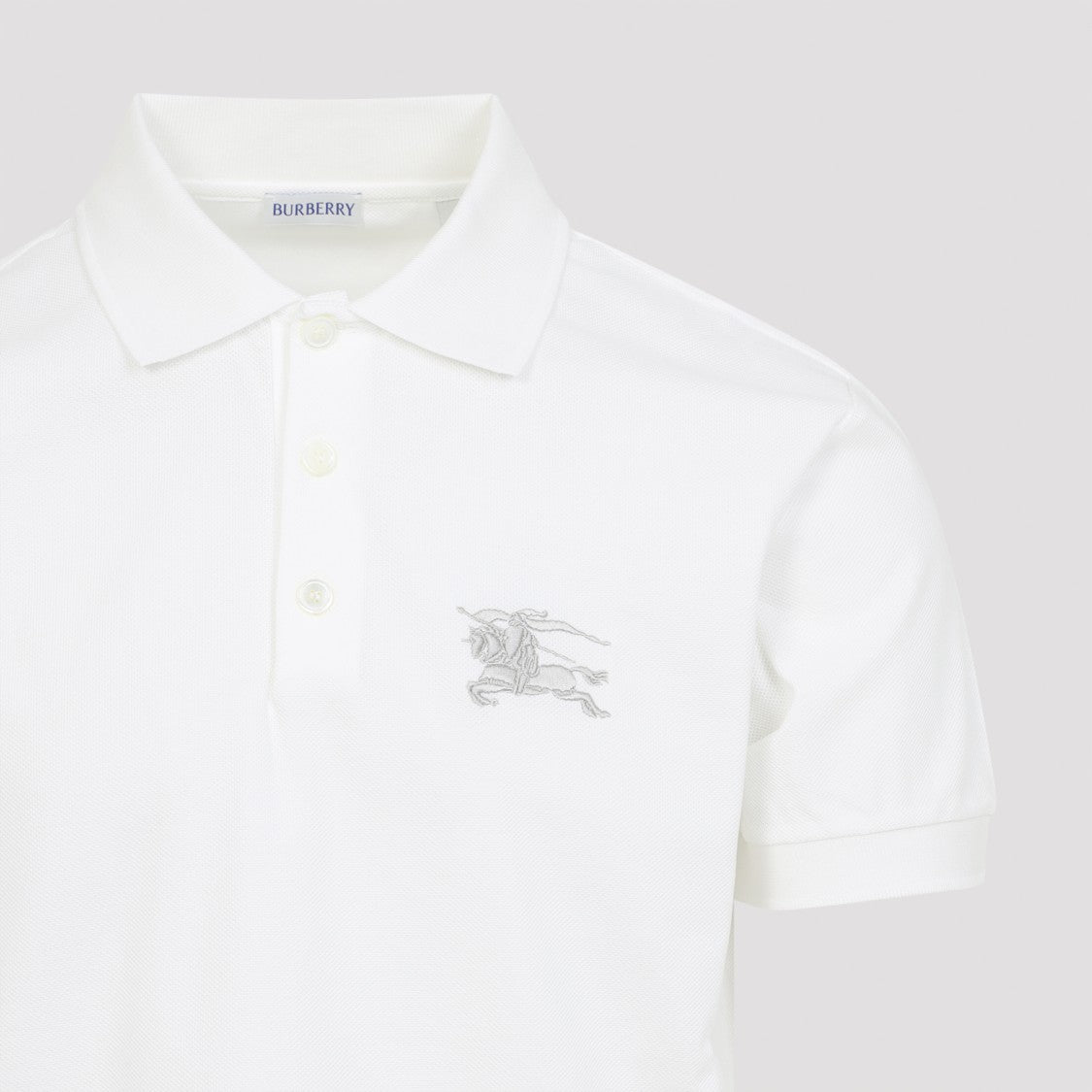Burberry Relaxed-Fit White Cotton Blend Polo Shirt