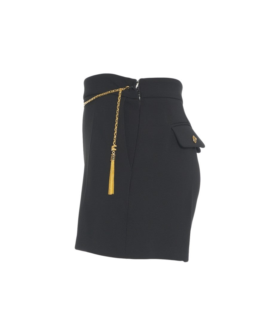 Elisabetta Franchi High-Waisted Bermudas With Gold Chain Detail