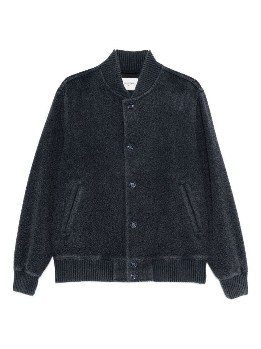 Circolo 1901 Textured Blue Jacket With Button-Up Front