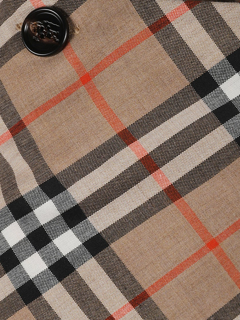 Burberry Plaid Pleated Skirt With Fringed Hem