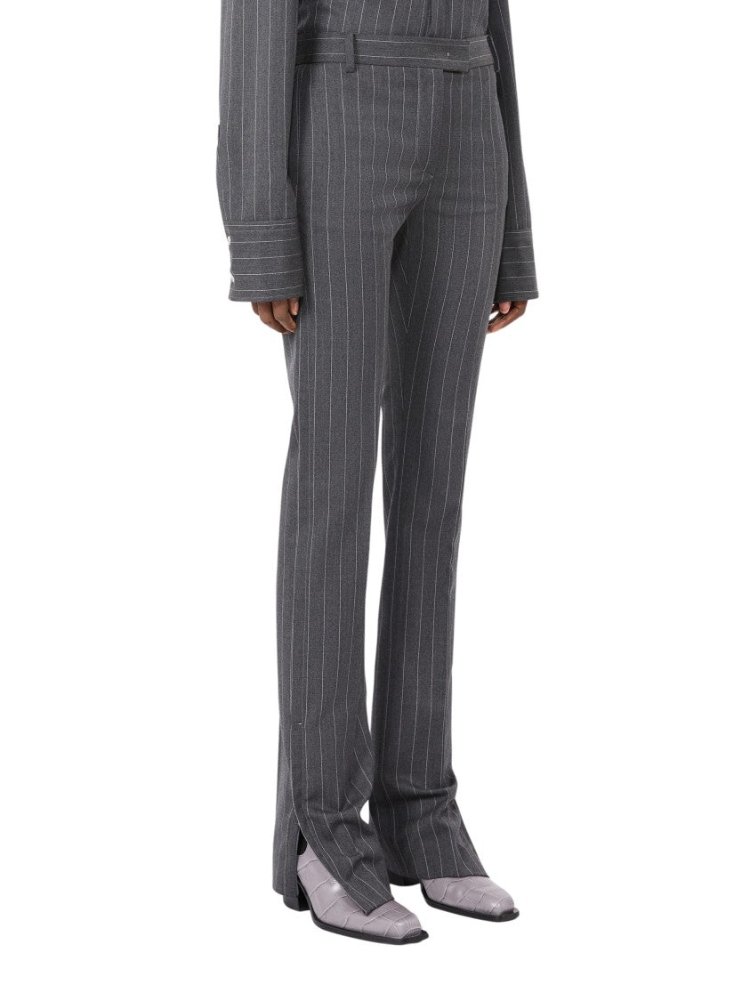 Sportmax Pinstripe Slim Flared Trousers With Flap Detail
