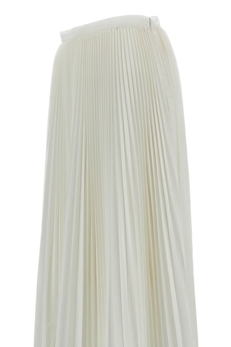 Plan C Asymmetrical Hem Pleated Skirt With Hidden Side Zipper
