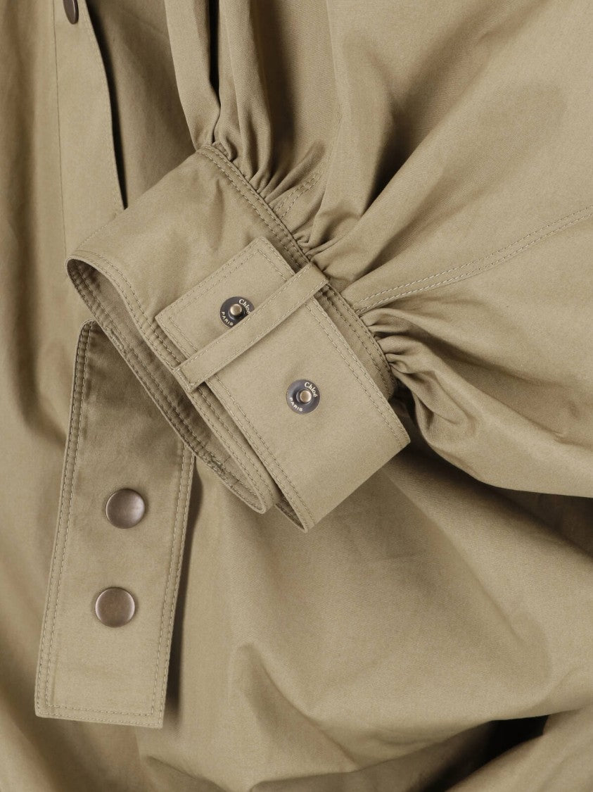 Chloé Neutral High-Collar Casual Fabric Jacket