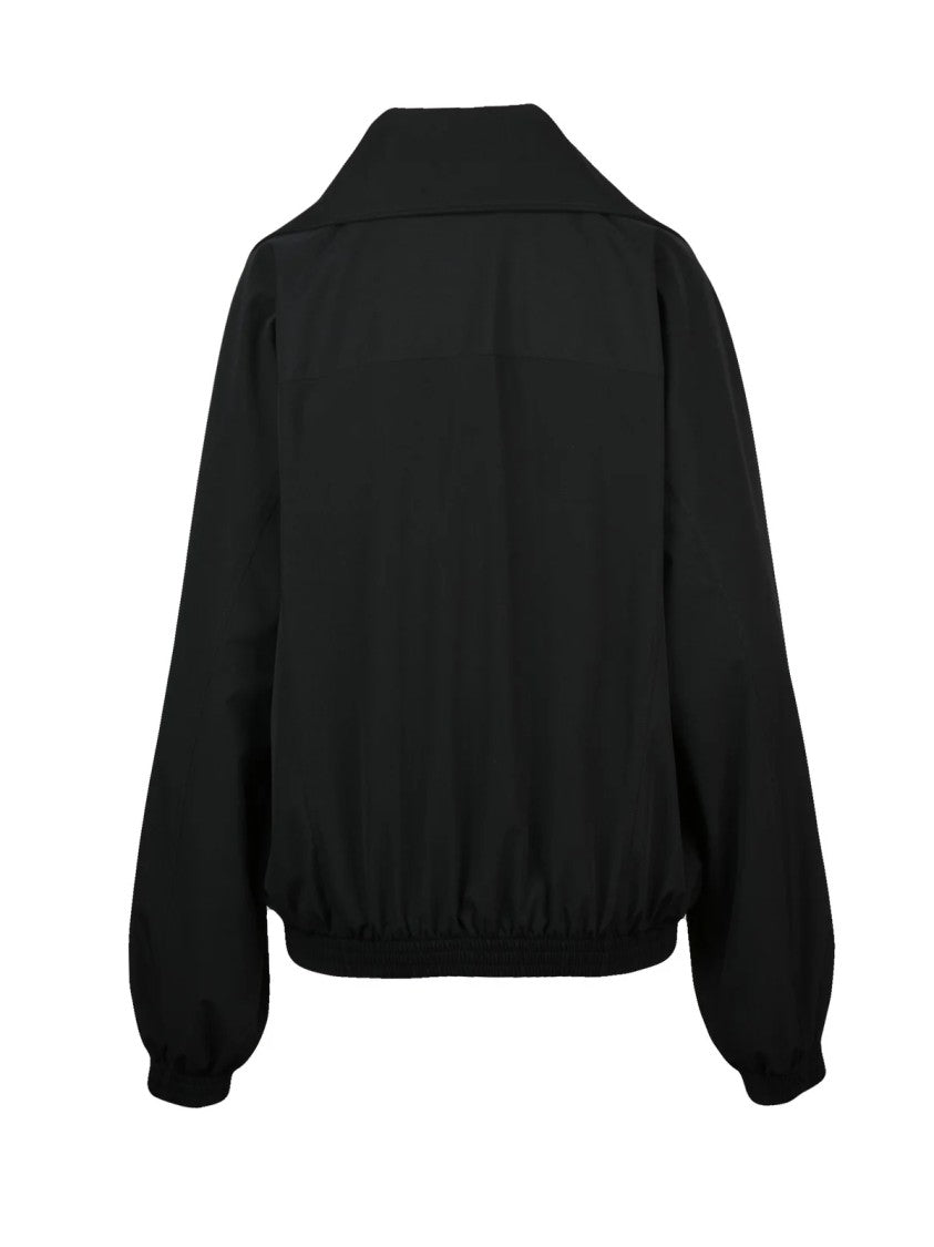 Balenciaga Oversized Black Zip Sweatshirt With Exaggerated Collar And Elastic Details
