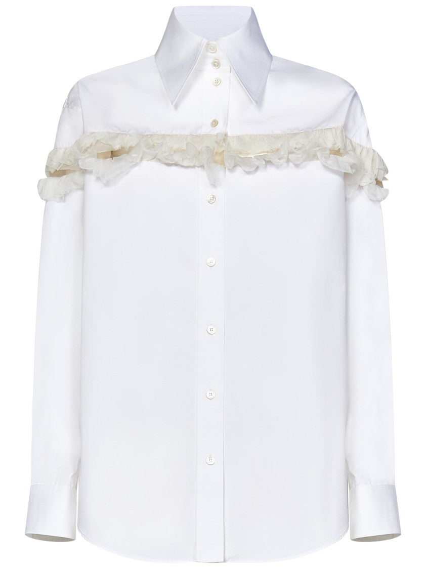 Alexander Mcqueen Optical White Shirt With Chiffon Detailing