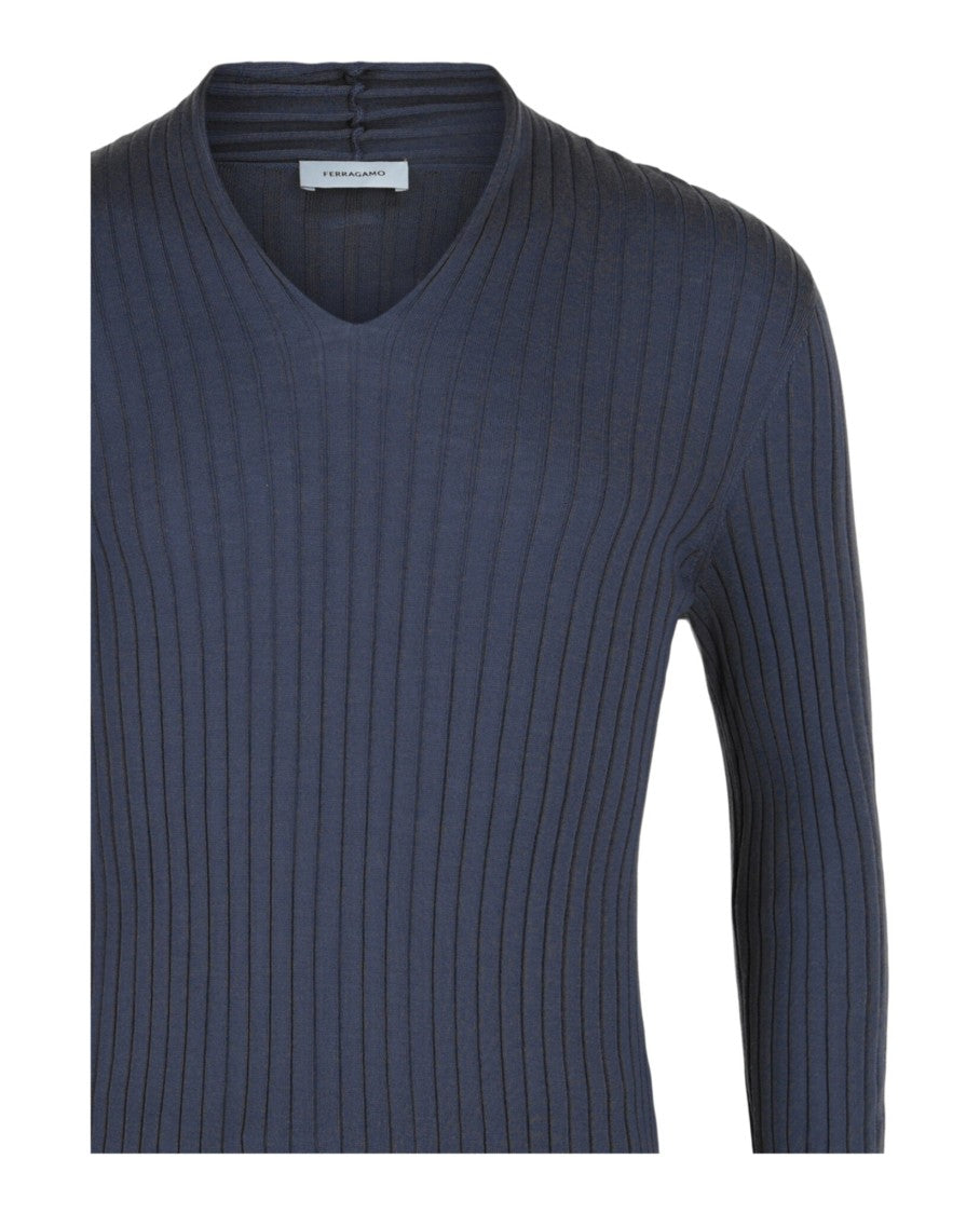 Ferragamo Ribbed Knit Long-Sleeve Top