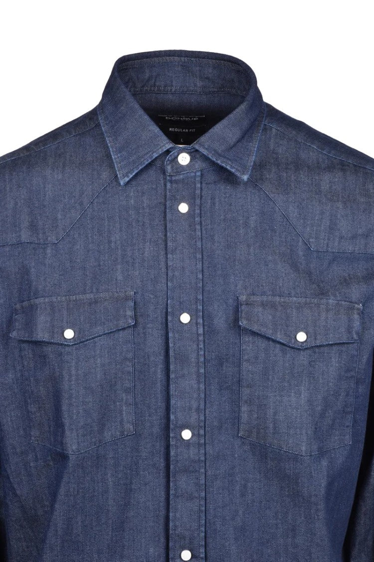 Dondup Denim-Texture Long Sleeve Shirt