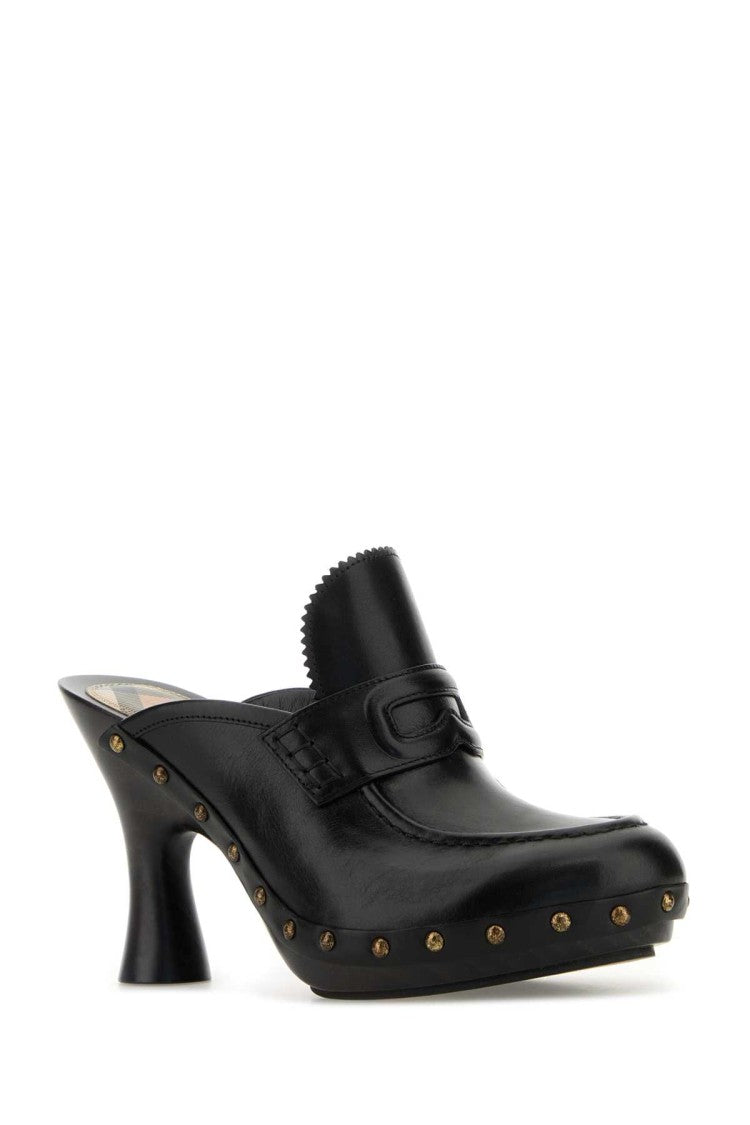 Burberry Black Leather Mules