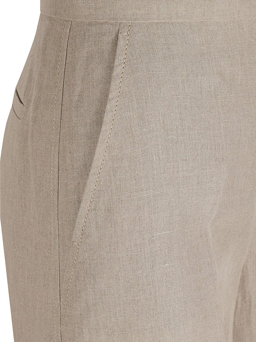 Max Mara Beige Wide-Leg Trousers With High Waist And Front Pleats