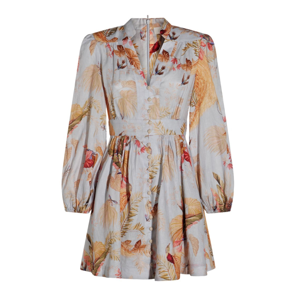 Zimmermann Botanical Print Mini Dress With Fitted Waist