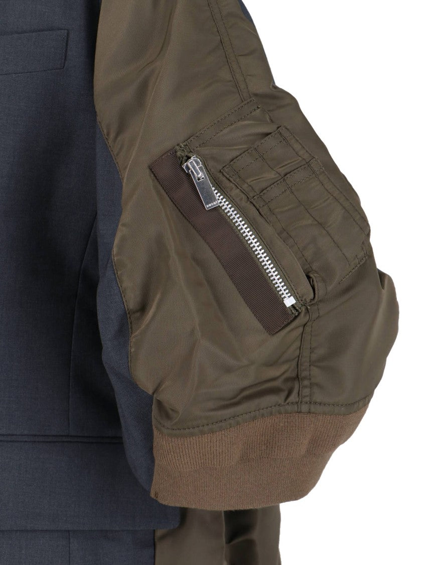 Sacai Double-Breasted Grey Jacket With Lance Lapel And Contemporary Design