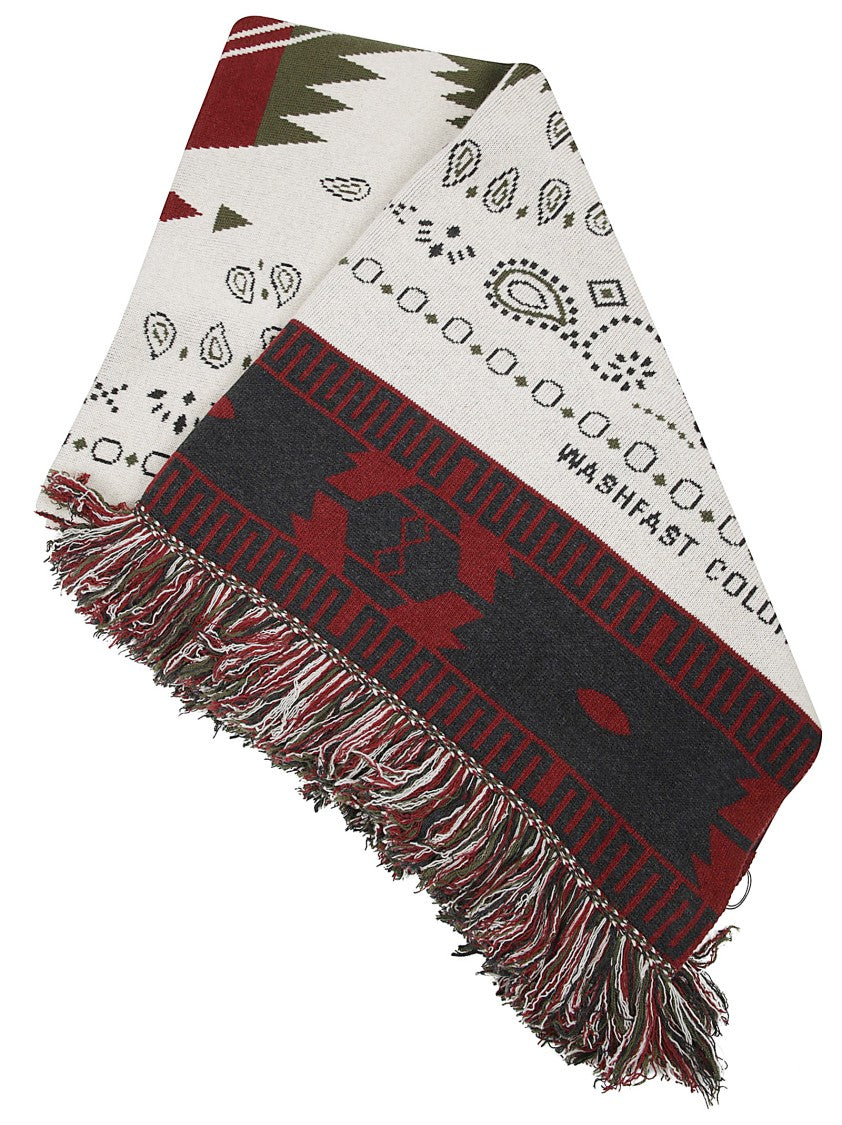 Alanui Fringed Multicolor Wool Scarf With Geometric Motifs